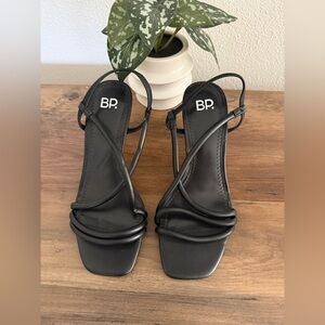BP. Women Billy Stiletto Heel Strappy Slingback Sandals Size US 6.5 in Black